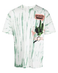 Мужская бело-зеленая футболка с круглым вырезом с принтом тай-дай от MARKET