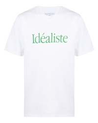 Мужская бело-зеленая футболка с круглым вырезом с принтом от Casablanca