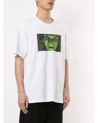 Мужская бело-зеленая футболка с круглым вырезом с принтом от Undercover