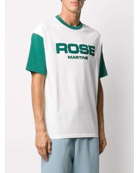 Мужская бело-зеленая футболка с круглым вырезом с принтом от Martine Rose