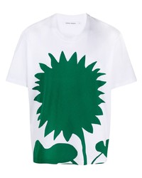 Мужская бело-зеленая футболка с круглым вырезом с принтом от Craig Green