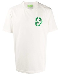 Мужская бело-зеленая футболка с круглым вырезом с принтом от Diesel