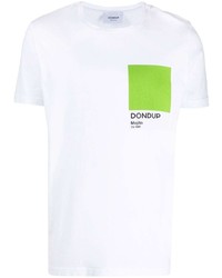 Мужская бело-зеленая футболка с круглым вырезом с принтом от Dondup