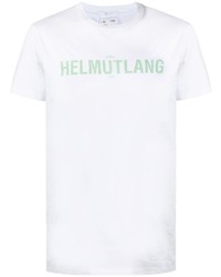 Мужская бело-зеленая футболка с круглым вырезом с принтом от Helmut Lang