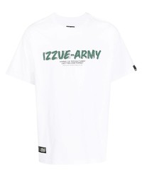 Мужская бело-зеленая футболка с круглым вырезом с принтом от Izzue