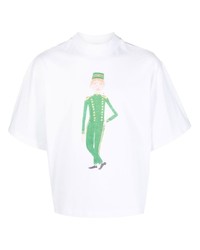 Мужская бело-зеленая футболка с круглым вырезом с принтом от Late Checkout