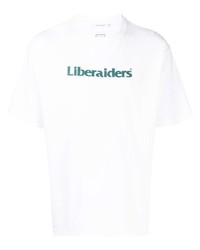 Мужская бело-зеленая футболка с круглым вырезом с принтом от Liberaiders