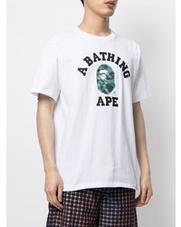 Мужская бело-зеленая футболка с круглым вырезом с принтом от A Bathing Ape