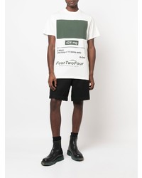 Мужская бело-зеленая футболка с круглым вырезом с принтом от 424
