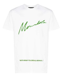 Мужская бело-зеленая футболка с круглым вырезом с принтом от Mowalola