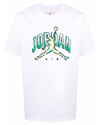 Мужская бело-зеленая футболка с круглым вырезом с принтом от Nike