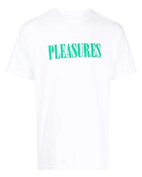 Мужская бело-зеленая футболка с круглым вырезом с принтом от Pleasures