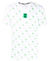 Мужская бело-зеленая футболка с круглым вырезом с принтом от Puma