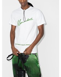 Мужская бело-зеленая футболка с круглым вырезом с принтом от Mowalola