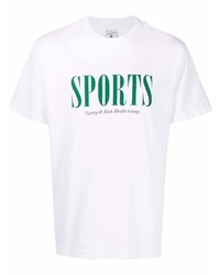 Мужская бело-зеленая футболка с круглым вырезом с принтом от Sporty & Rich