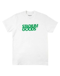 Мужская бело-зеленая футболка с круглым вырезом с принтом от Stadium Goods