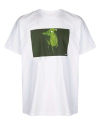 Мужская бело-зеленая футболка с круглым вырезом с принтом от Supreme