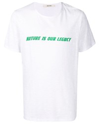 Мужская бело-зеленая футболка с круглым вырезом с принтом от Zadig & Voltaire