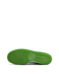 Мужские бело-зеленые кожаные высокие кеды от Nike