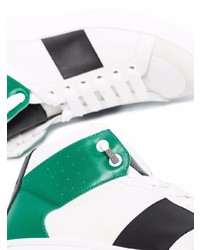 Мужские бело-зеленые кожаные высокие кеды от NEW STANDARD