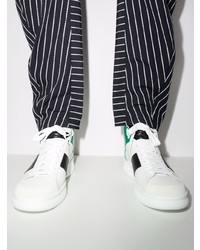 Мужские бело-зеленые кожаные высокие кеды от NEW STANDARD