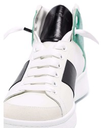 Мужские бело-зеленые кожаные высокие кеды от NEW STANDARD