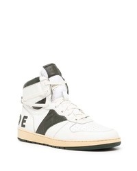 Мужские бело-зеленые кожаные высокие кеды от Rhude