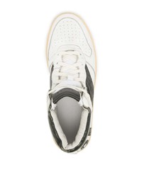 Мужские бело-зеленые кожаные высокие кеды от Rhude