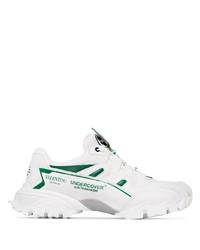 Мужские бело-зеленые кожаные кроссовки от Valentino