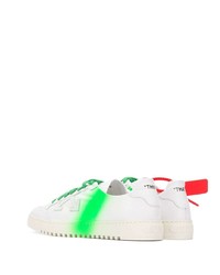 Мужские бело-зеленые кожаные низкие кеды от Off-White