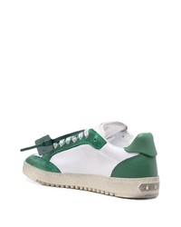 Мужские бело-зеленые кожаные низкие кеды от Off-White