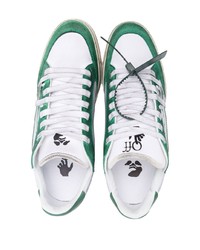 Мужские бело-зеленые кожаные низкие кеды от Off-White