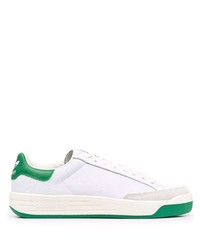 Мужские бело-зеленые кожаные низкие кеды от adidas