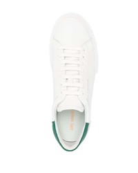 Мужские бело-зеленые кожаные низкие кеды от Axel Arigato