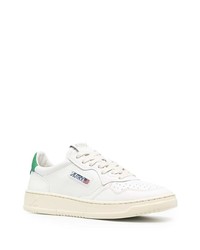 Мужские бело-зеленые кожаные низкие кеды от AUTRY