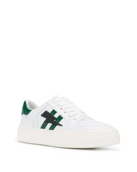 Мужские бело-зеленые кожаные низкие кеды от Neil Barrett