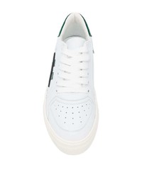 Мужские бело-зеленые кожаные низкие кеды от Neil Barrett