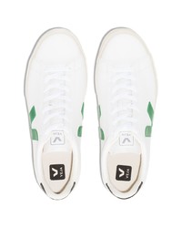 Мужские бело-зеленые кожаные низкие кеды от Veja