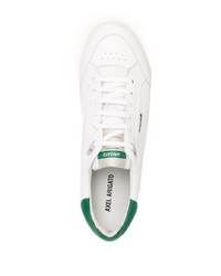 Мужские бело-зеленые кожаные низкие кеды от Axel Arigato