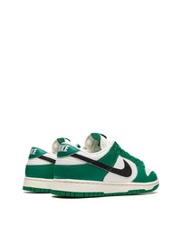 Мужские бело-зеленые кожаные низкие кеды от Nike