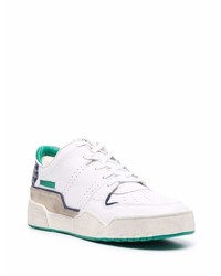 Мужские бело-зеленые кожаные низкие кеды от Isabel Marant