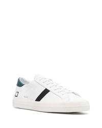 Мужские бело-зеленые кожаные низкие кеды от D.A.T.E