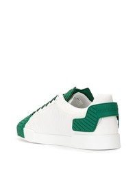 Мужские бело-зеленые кожаные низкие кеды от Dolce & Gabbana