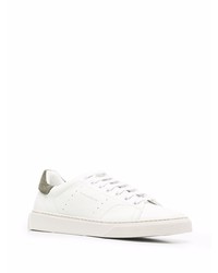 Мужские бело-зеленые кожаные низкие кеды от Tagliatore