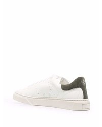 Мужские бело-зеленые кожаные низкие кеды от Tagliatore