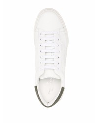 Мужские бело-зеленые кожаные низкие кеды от Tagliatore