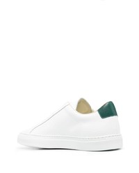 Мужские бело-зеленые кожаные низкие кеды от Common Projects