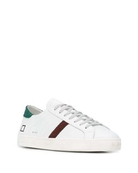 Мужские бело-зеленые кожаные низкие кеды от D.A.T.E