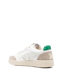 Мужские бело-зеленые кожаные низкие кеды от Enterprise Japan