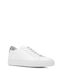 Мужские бело-зеленые кожаные низкие кеды от Common Projects